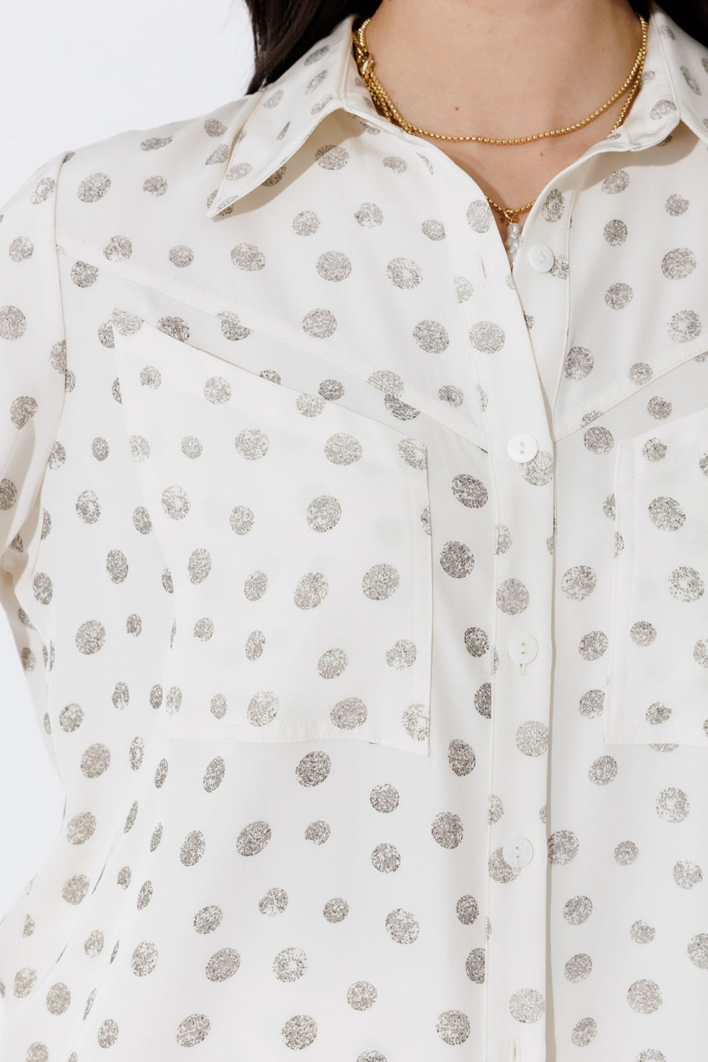 Ivory Spot Angle Pocket Shirt