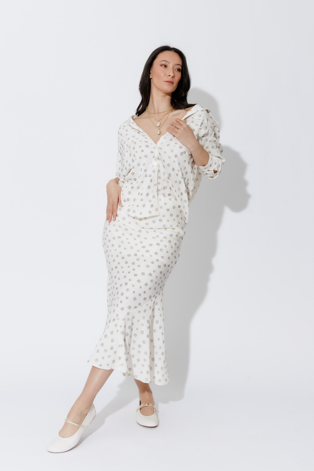 Ivory Spot Angle Pocket Shirt