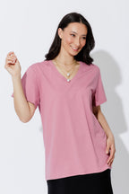 Pink Oversized V-Neck T-Shirt