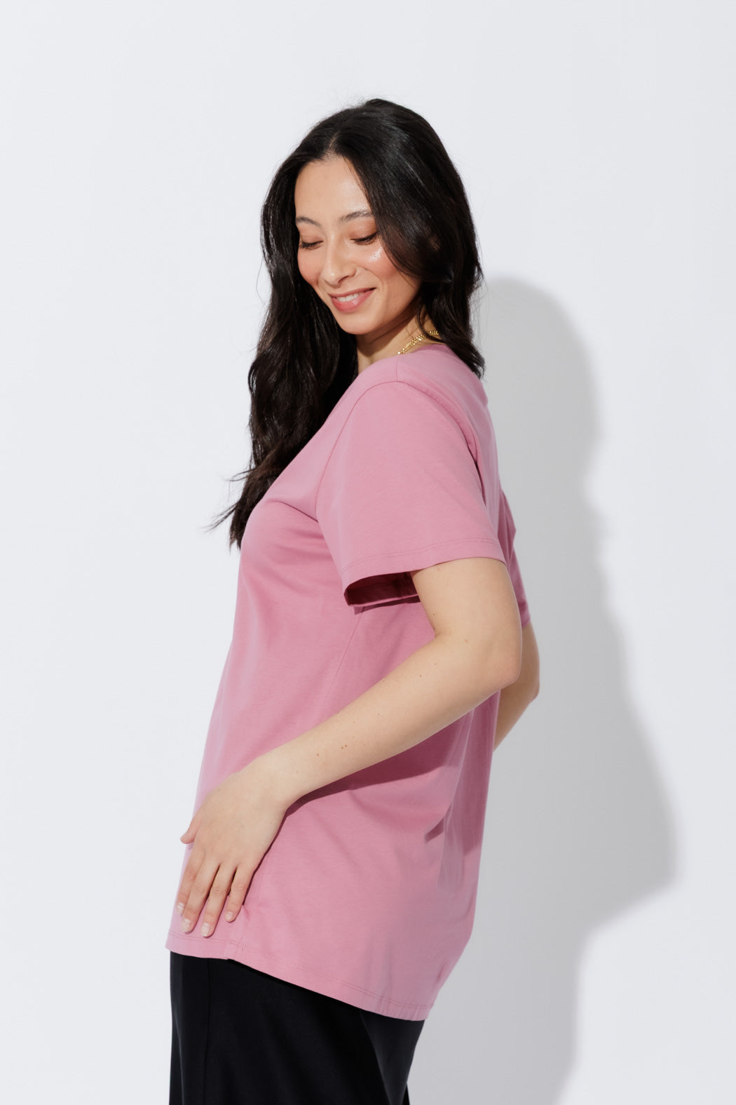 Pink Oversized V-Neck T-Shirt