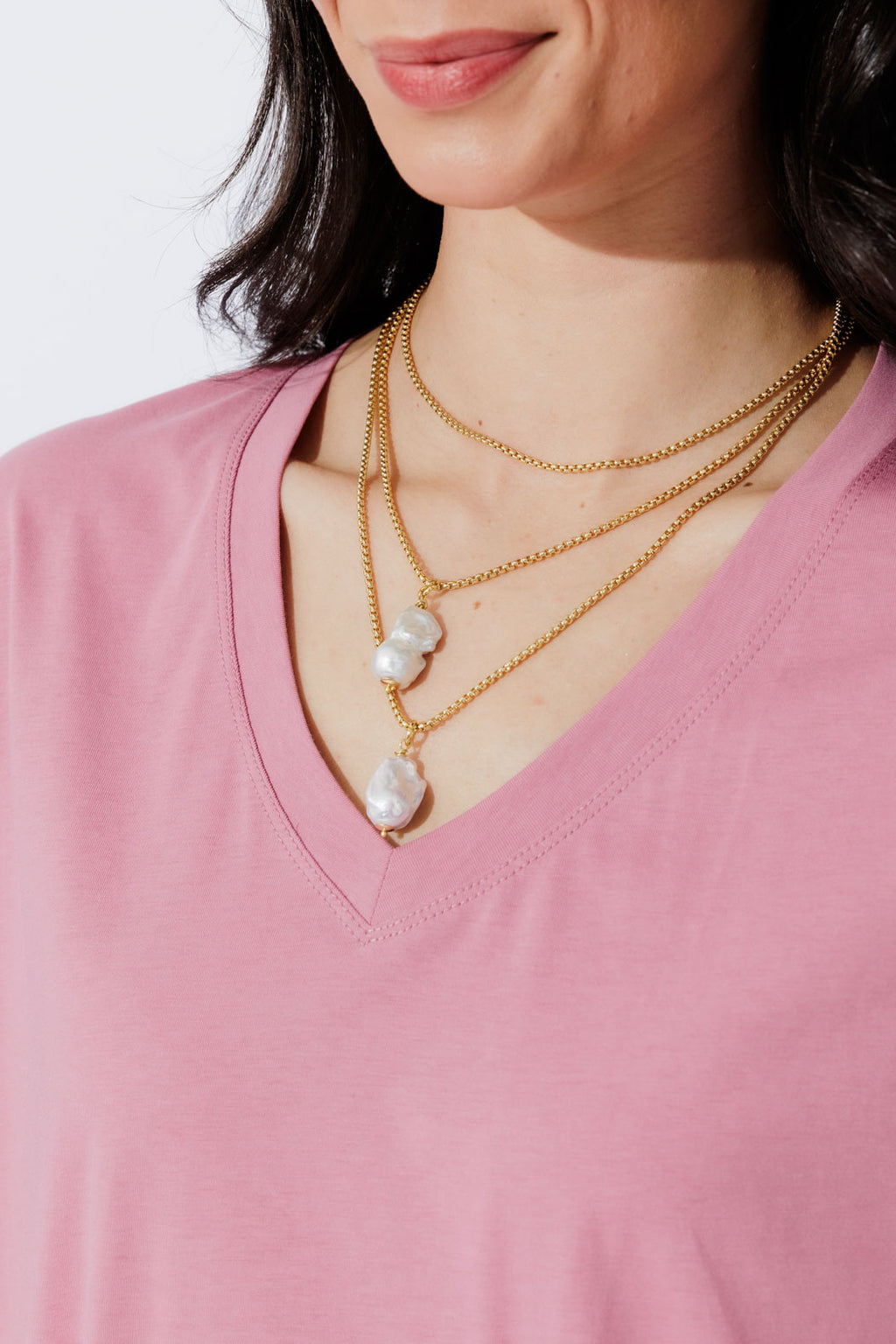 Pink Oversized V-Neck T-Shirt