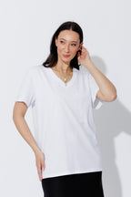 White Oversized V-Neck T-Shirt