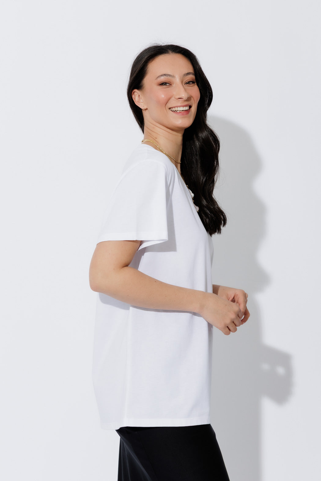 White Oversized V-Neck T-Shirt