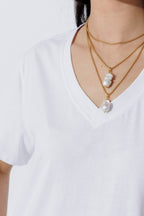 White Oversized V-Neck T-Shirt