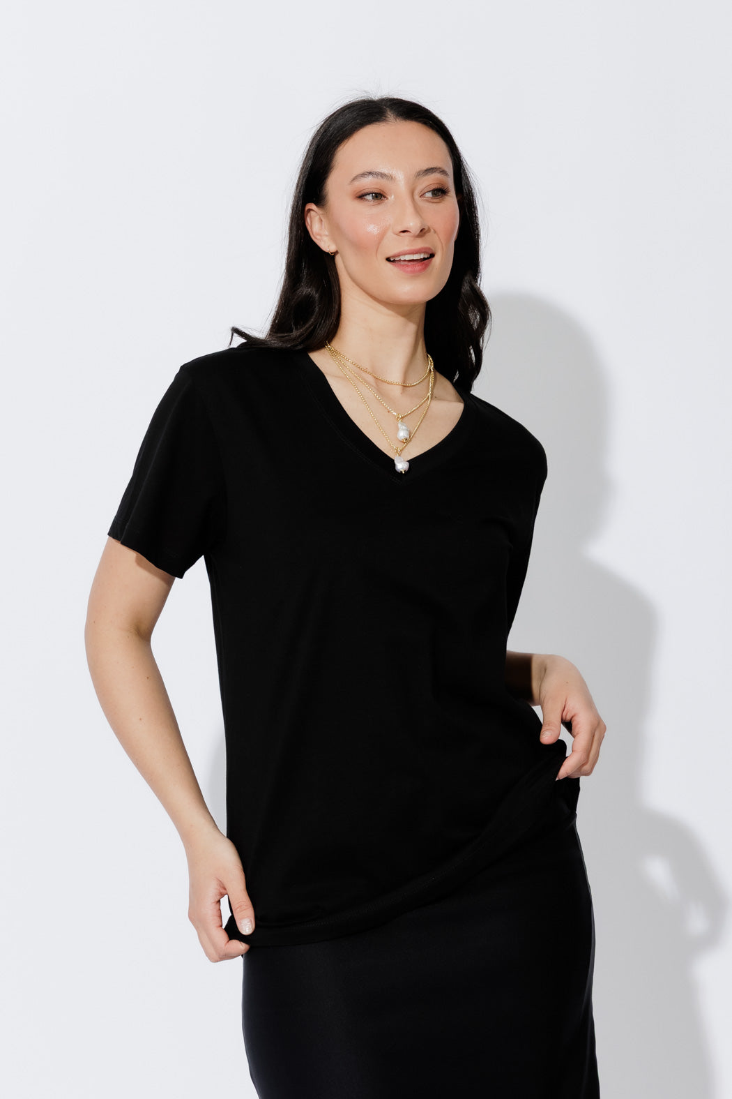 Black Oversized V-Neck T-Shirt