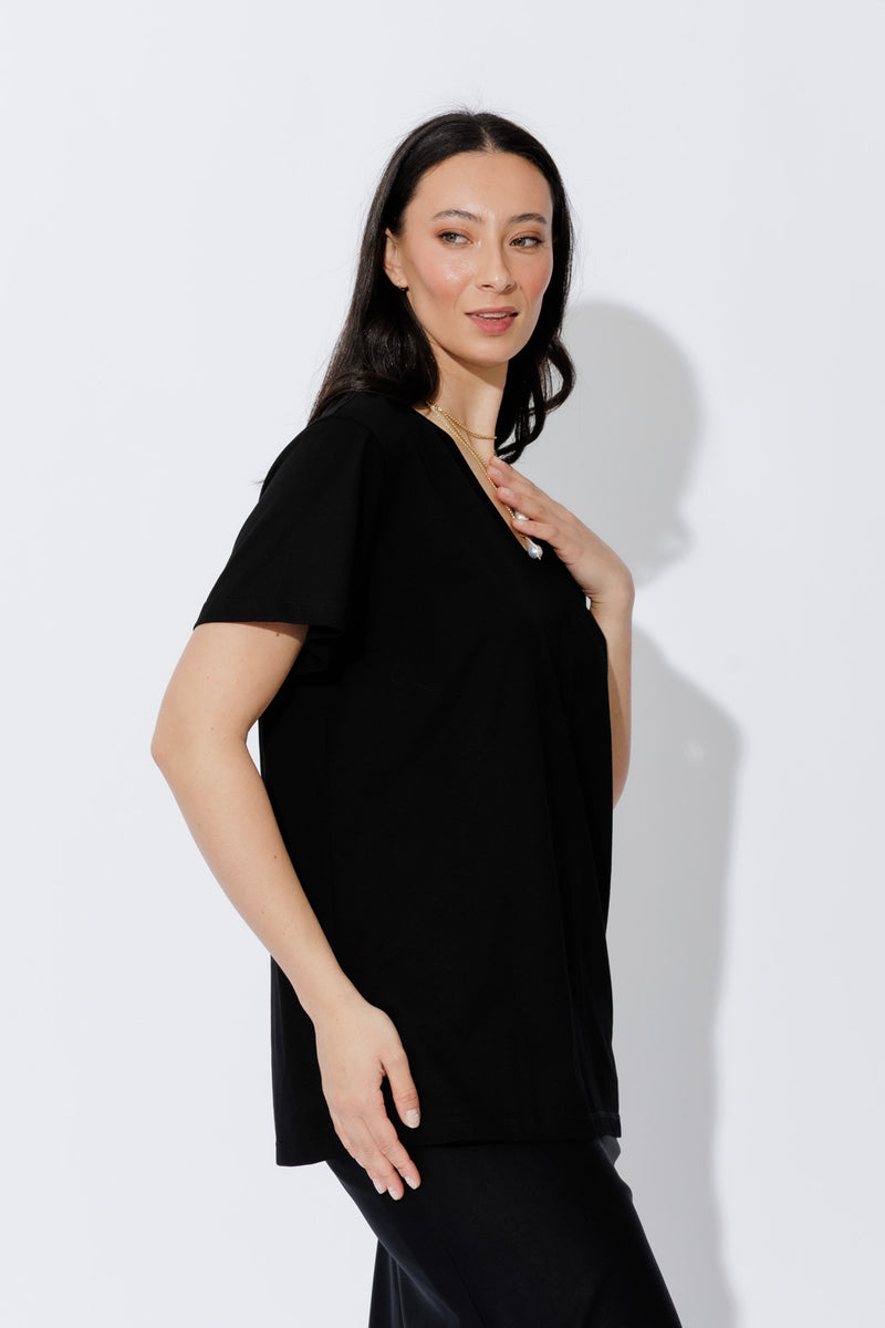 Black Oversized V-Neck T-Shirt
