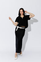 Black Oversized V-Neck T-Shirt