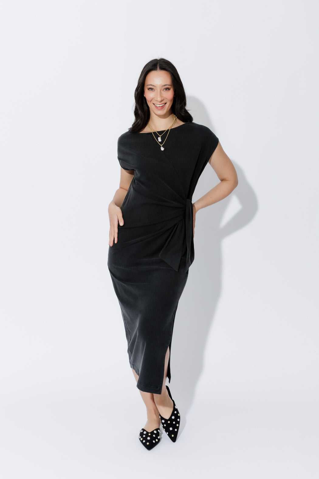 Charcoal Washed Cotton Harlow Dress