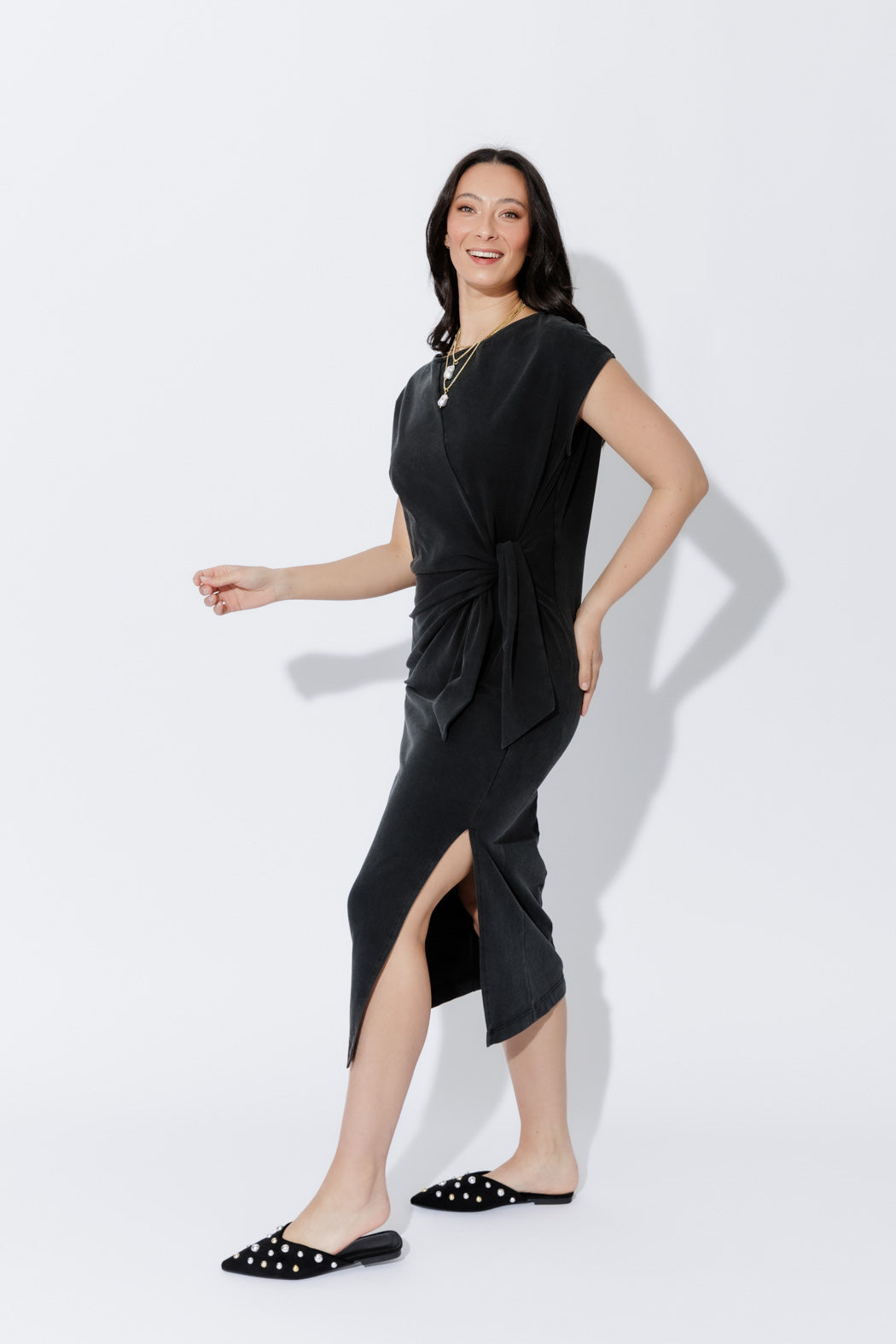 Charcoal Washed Cotton Harlow Dress