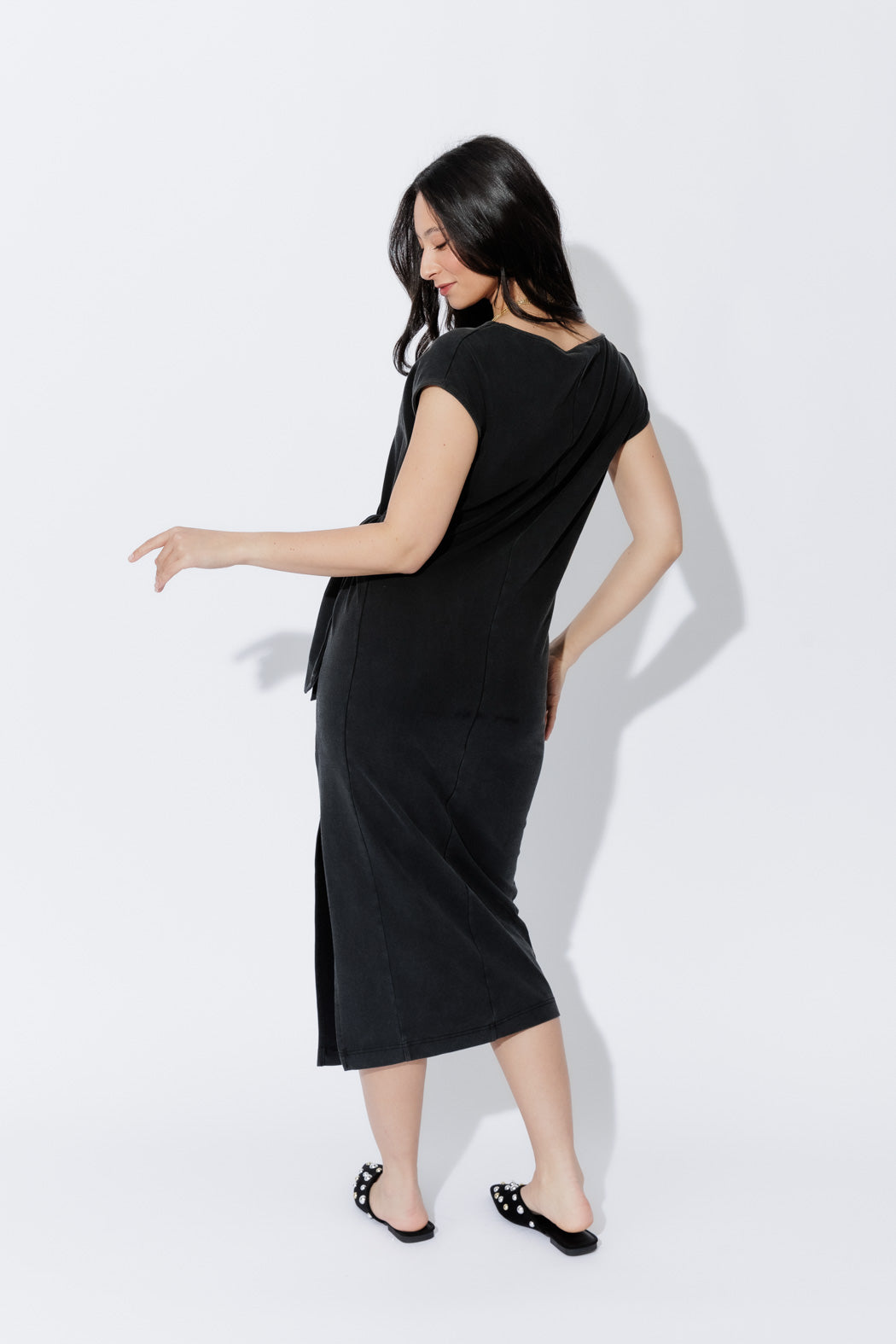 Charcoal Washed Cotton Harlow Dress