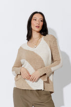 Taupe/Cream Diagonal Stripe Knit