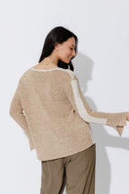 Taupe/Cream Diagonal Stripe Knit