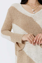 Taupe/Cream Diagonal Stripe Knit