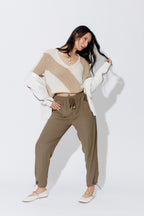 Taupe/Cream Diagonal Stripe Knit