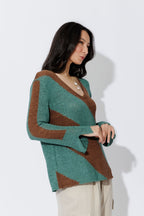 Jade/Brown Diagonal Stripe Knit