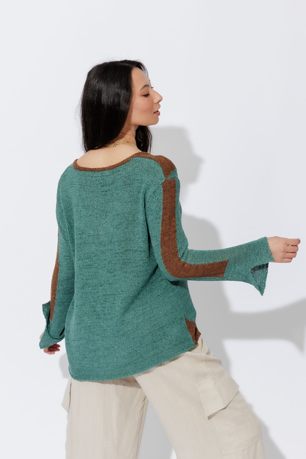 Jade/Brown Diagonal Stripe Knit