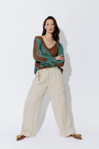 Jade/Brown Diagonal Stripe Knit