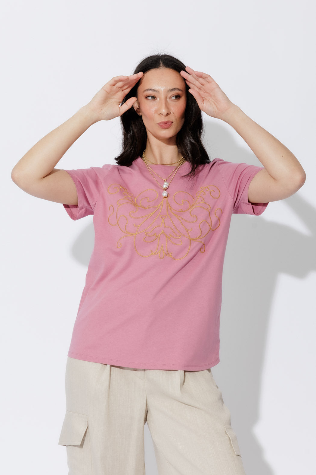 Pink Embroidered T-Shirt