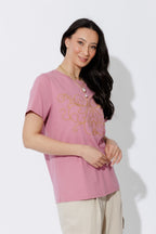 Pink Embroidered T-Shirt