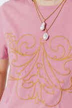 Pink Embroidered T-Shirt