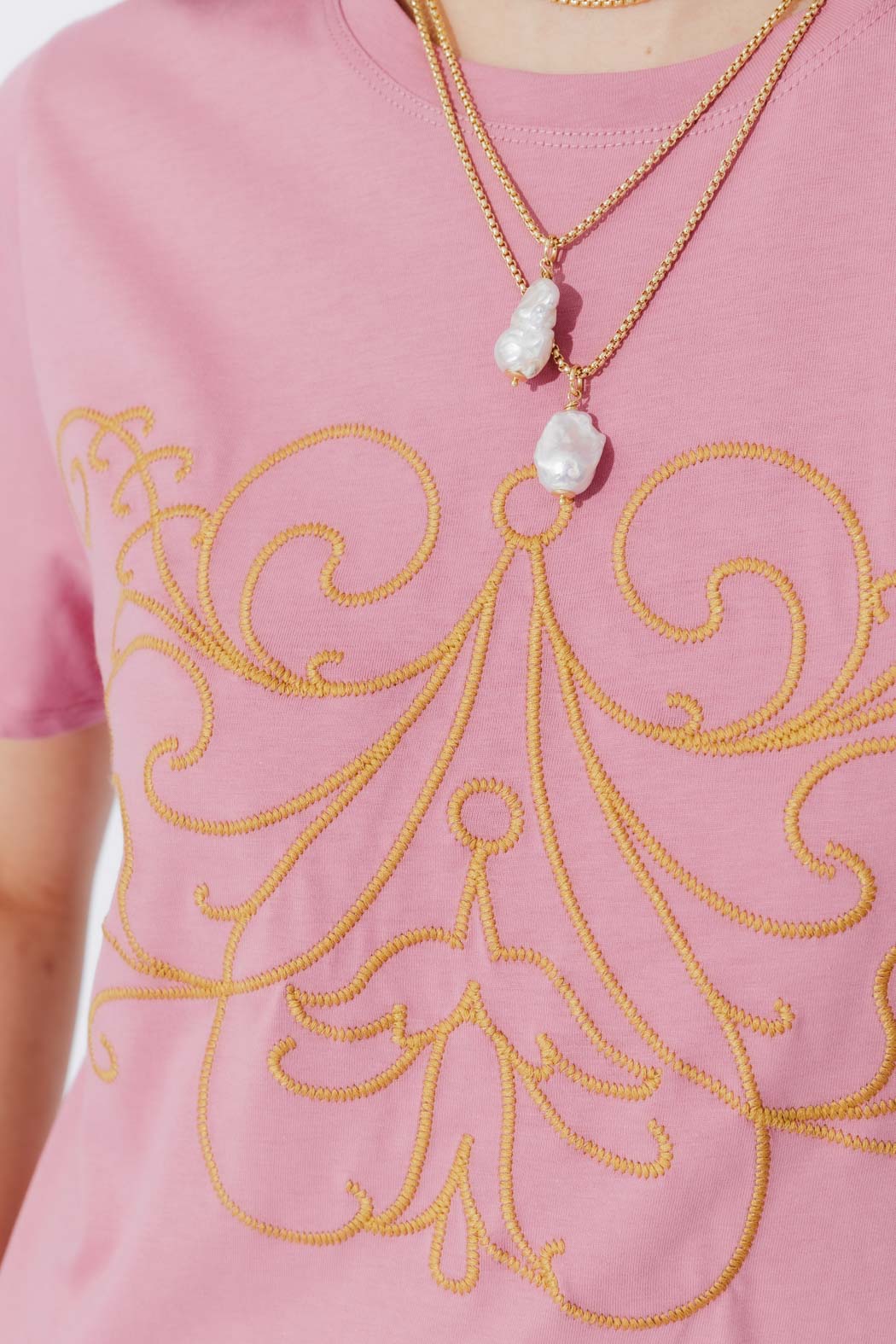 Pink Embroidered T-Shirt