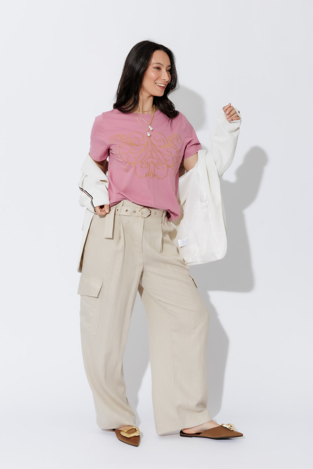 Pink Embroidered T-Shirt