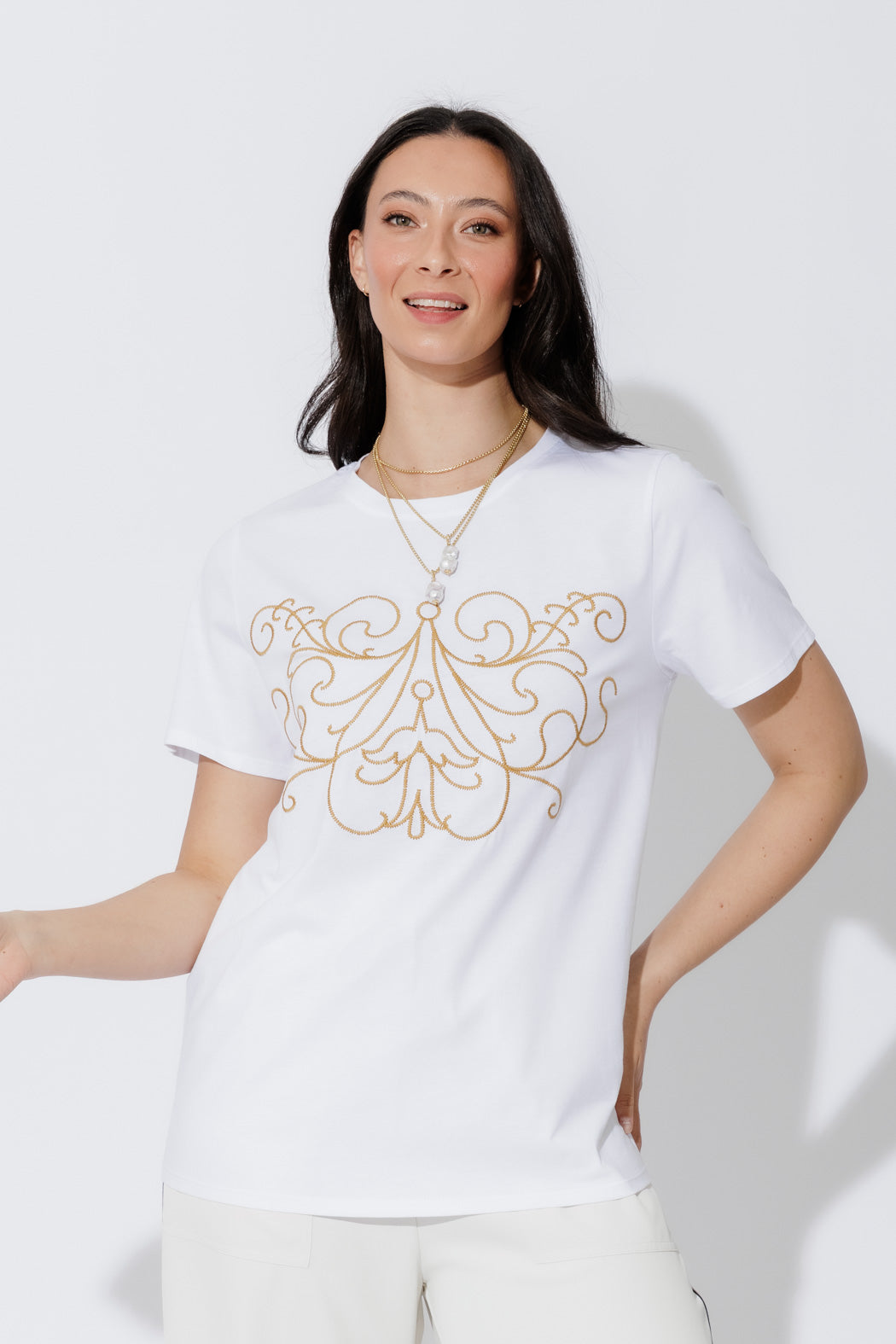 White Embroidered T-Shirt