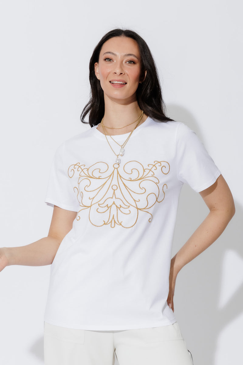 White Embroidered T-Shirt