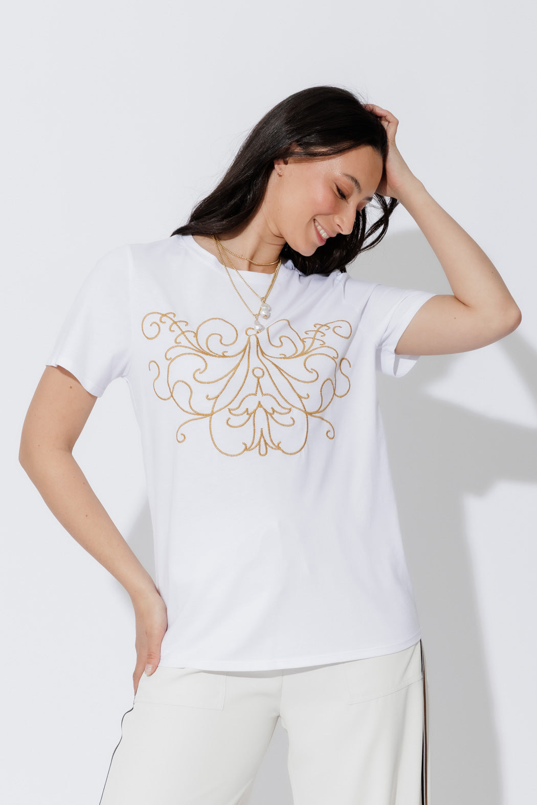 White Embroidered T-Shirt