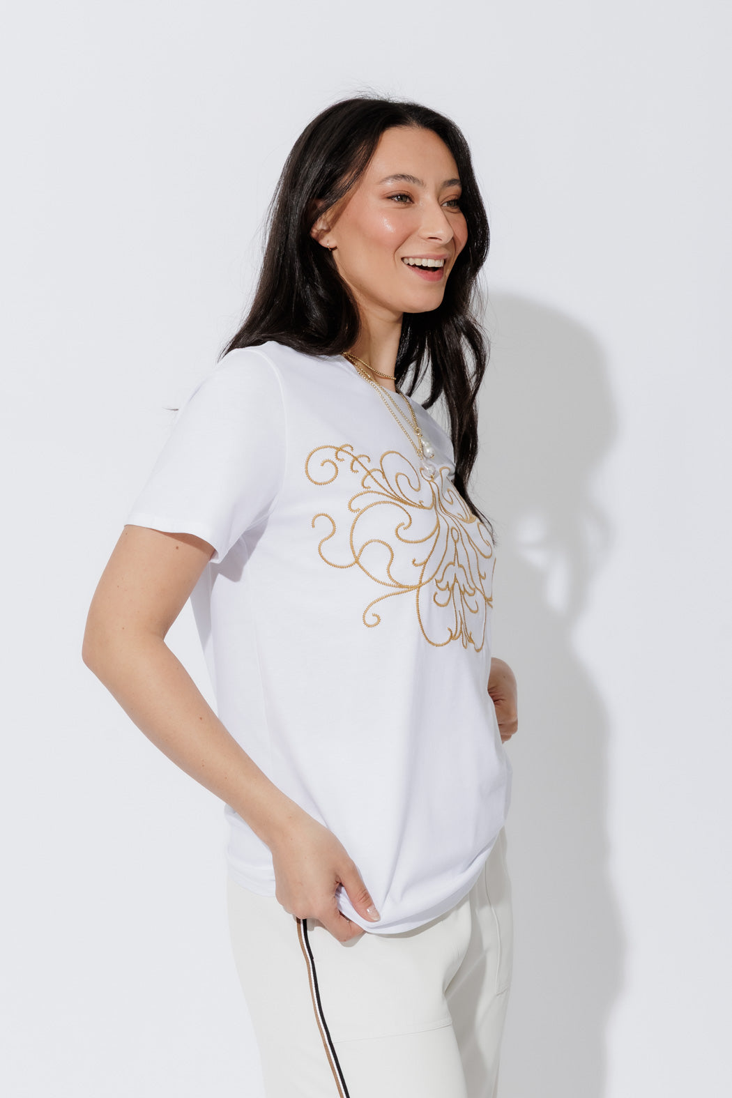 White Embroidered T-Shirt