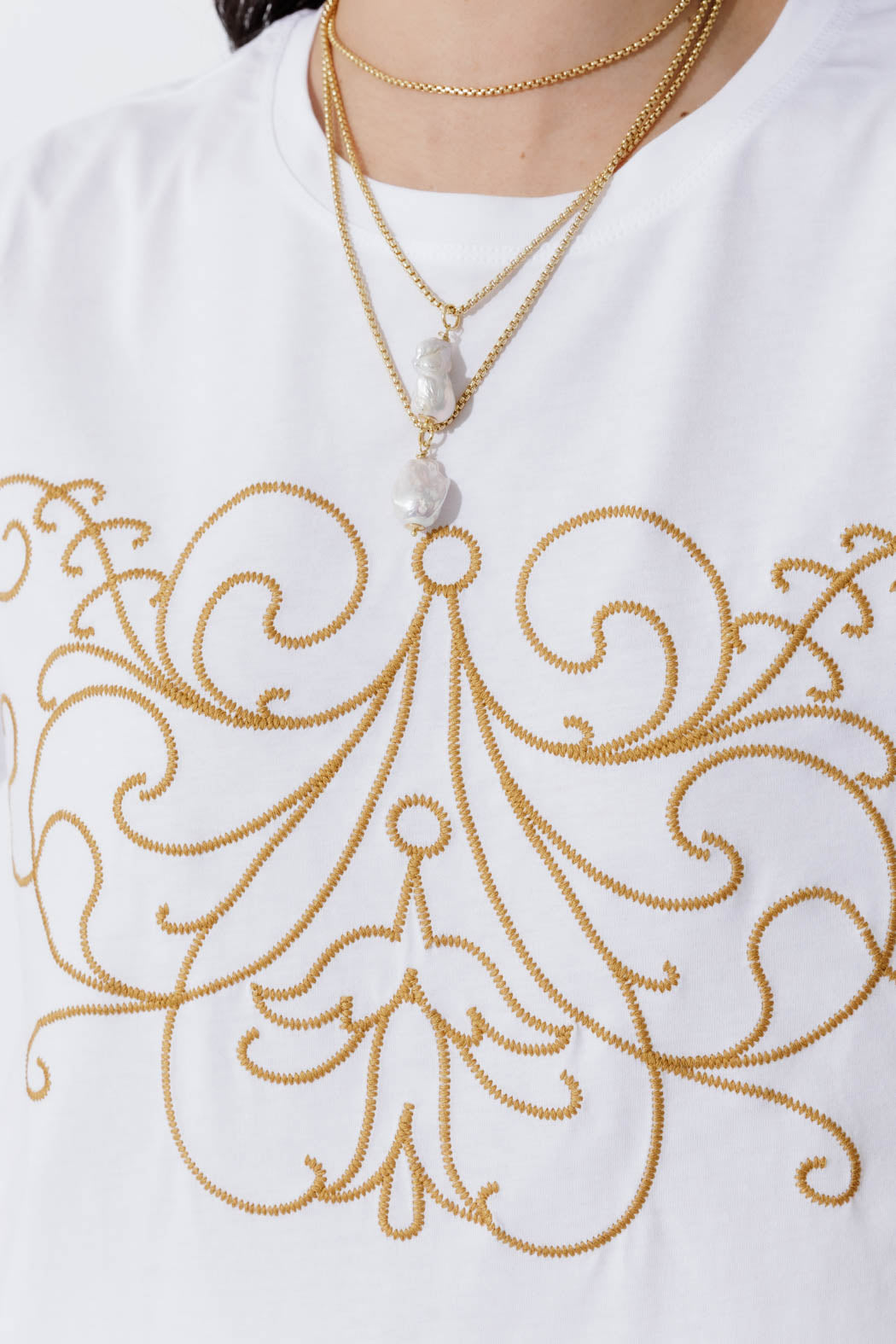 White Embroidered T-Shirt