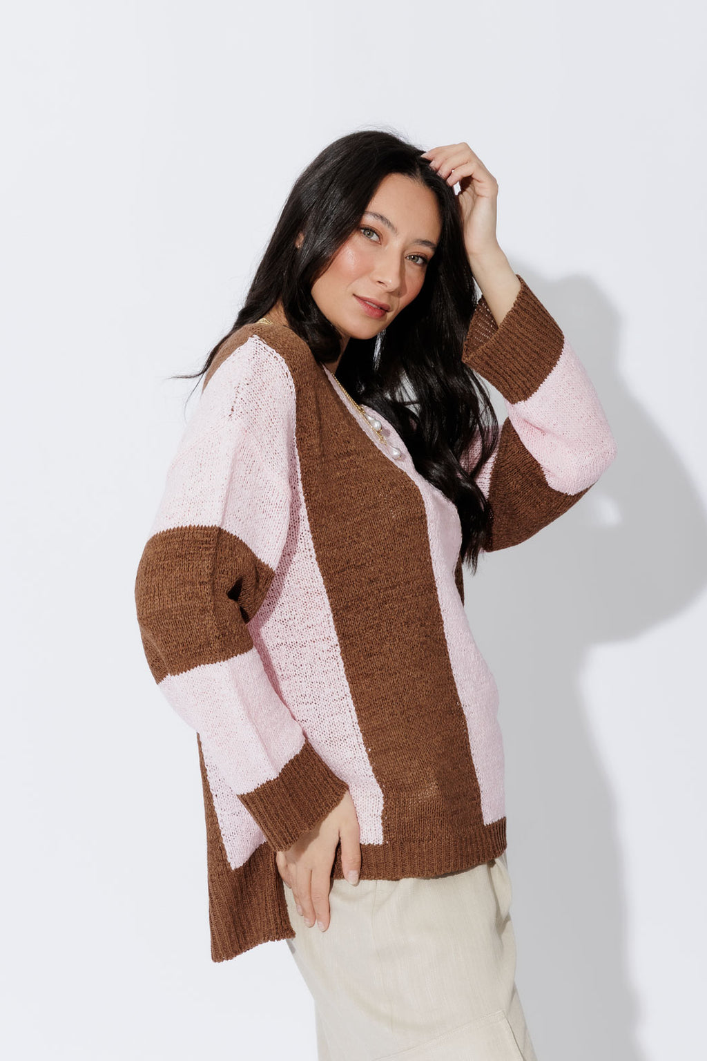 Brown/Pink Bold Stripe Knit Brown/Pink
