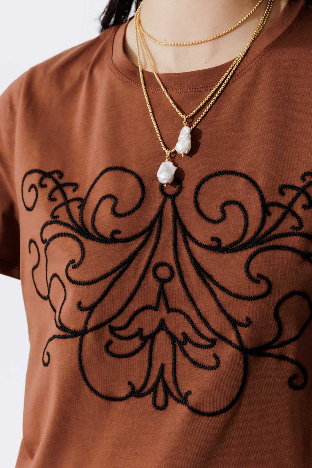 Mocha Embroidered T-Shirt
