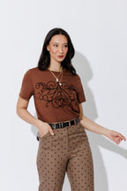 Mocha Embroidered T-Shirt