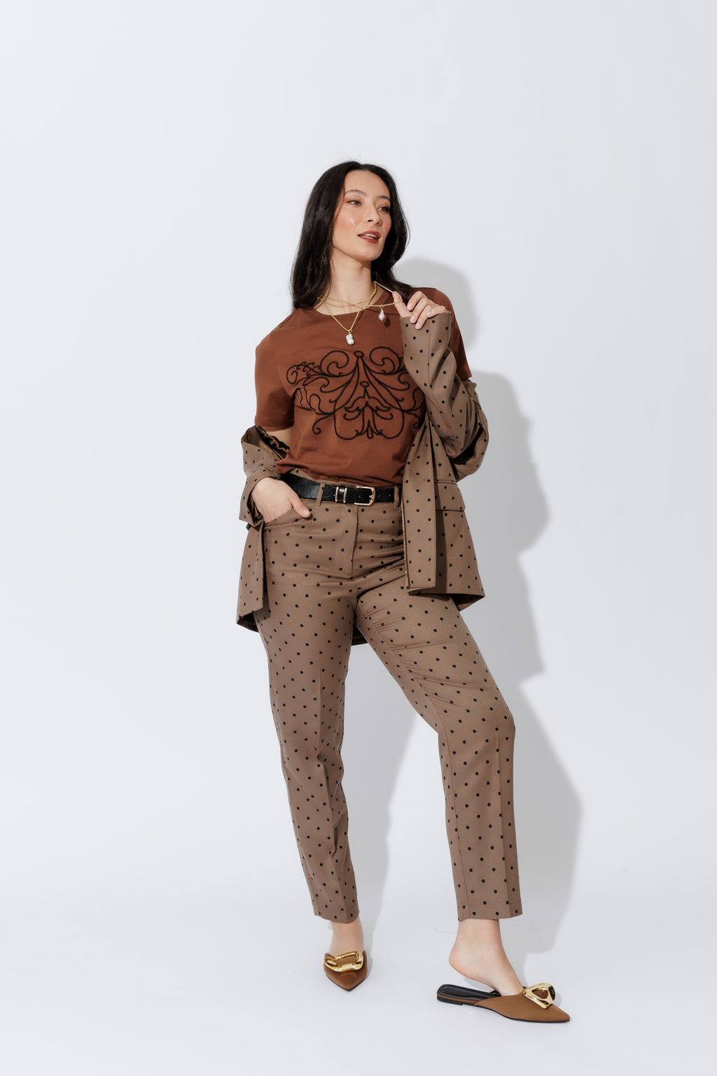 Mocha Embroidered T-Shirt