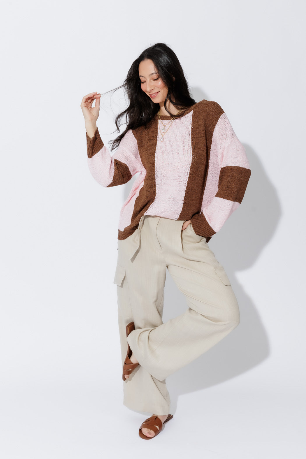 Brown/Pink Bold Stripe Knit Brown/Pink