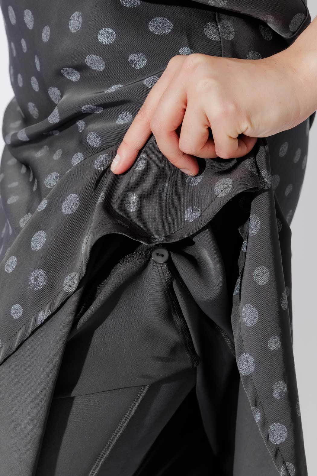 Grey Spot Bias Flounce Skirt