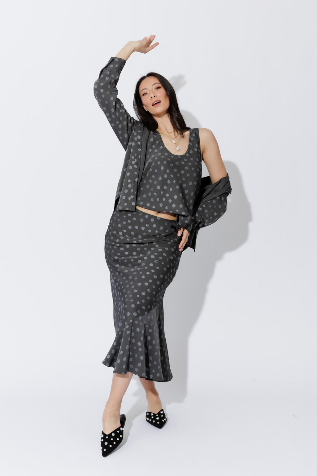 Grey Spot Angle Pocket Shirt