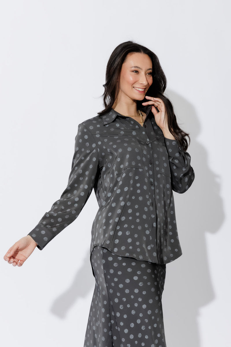 Grey Spot Angle Pocket Shirt