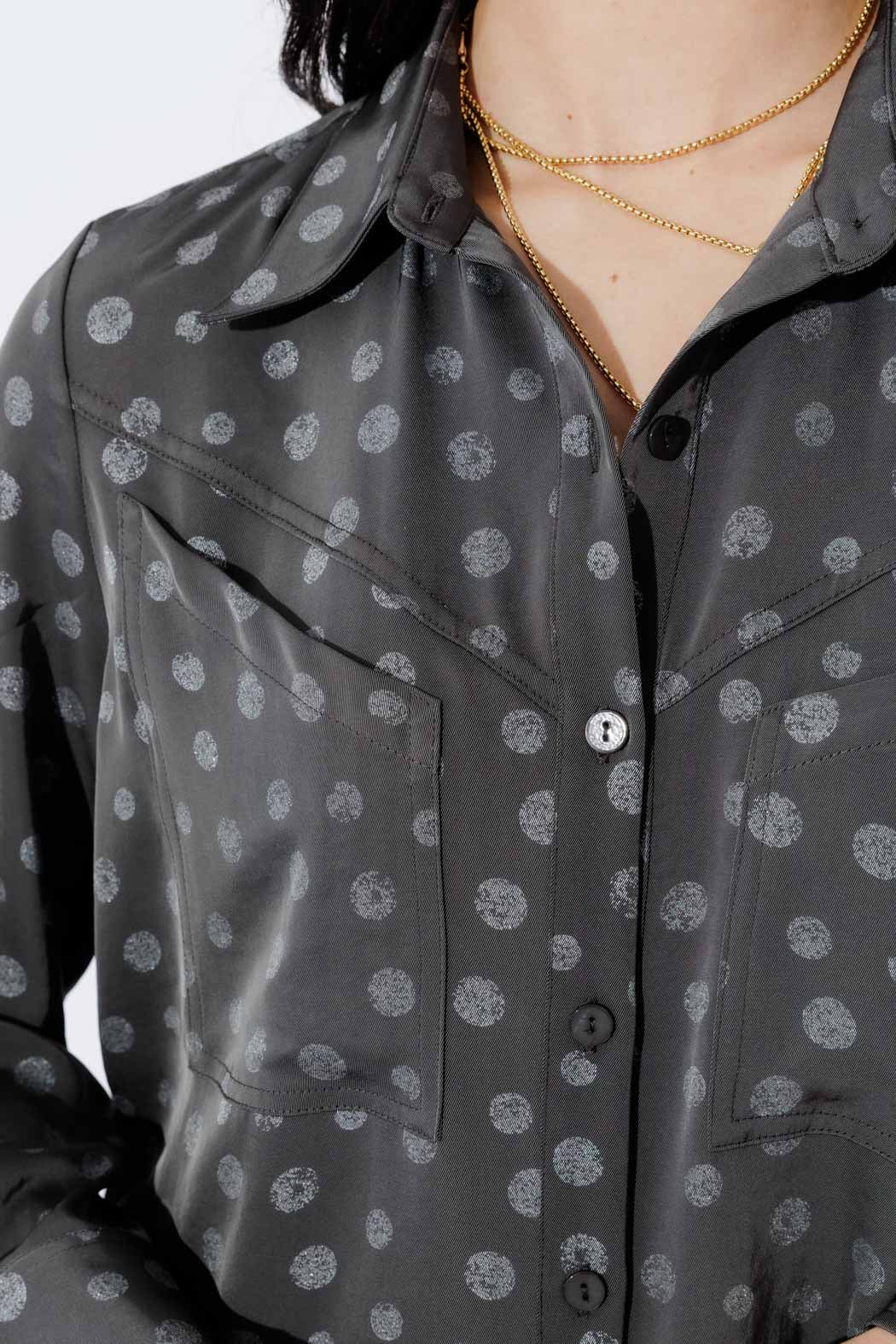 Grey Spot Angle Pocket Shirt