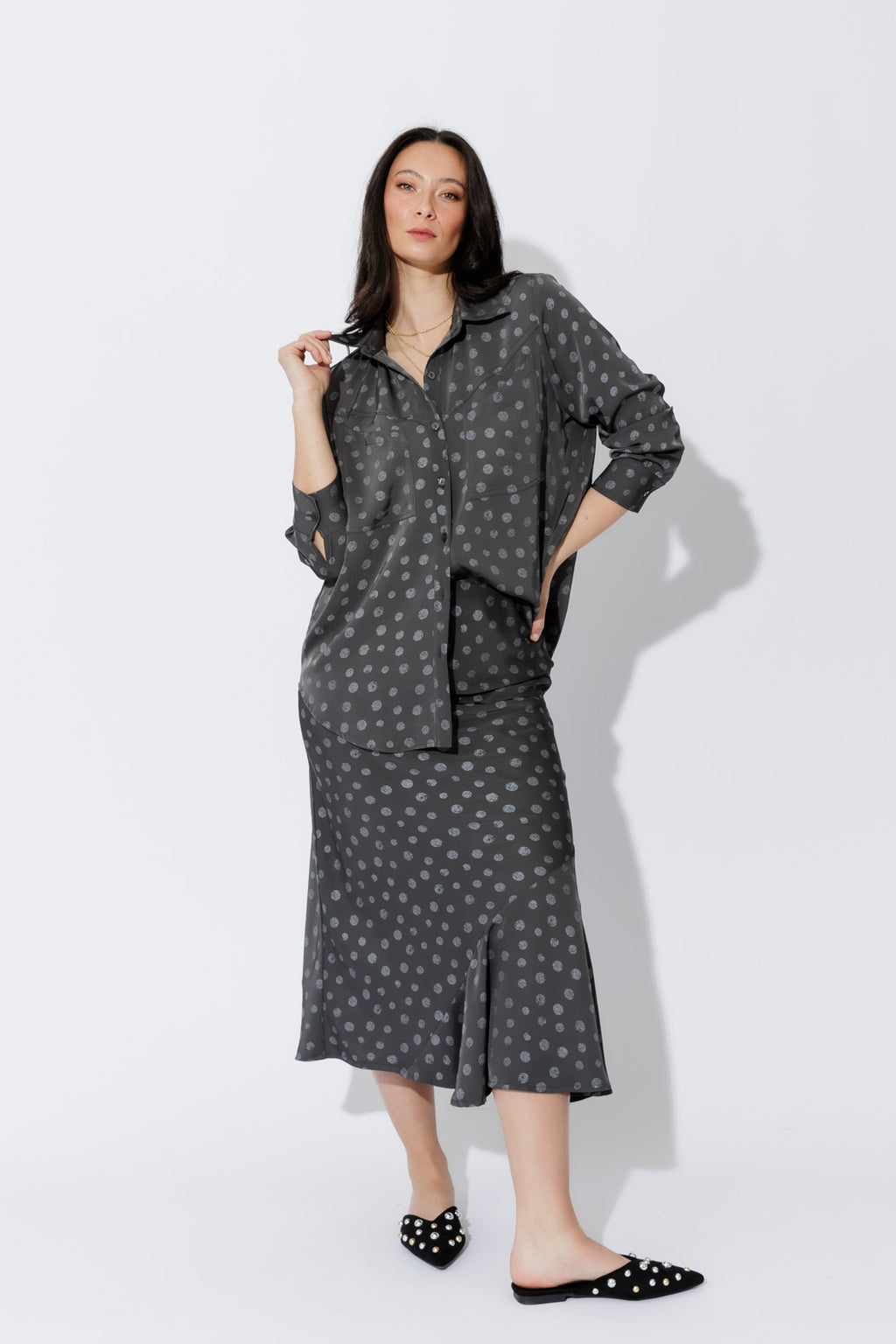 Grey Spot Angle Pocket Shirt