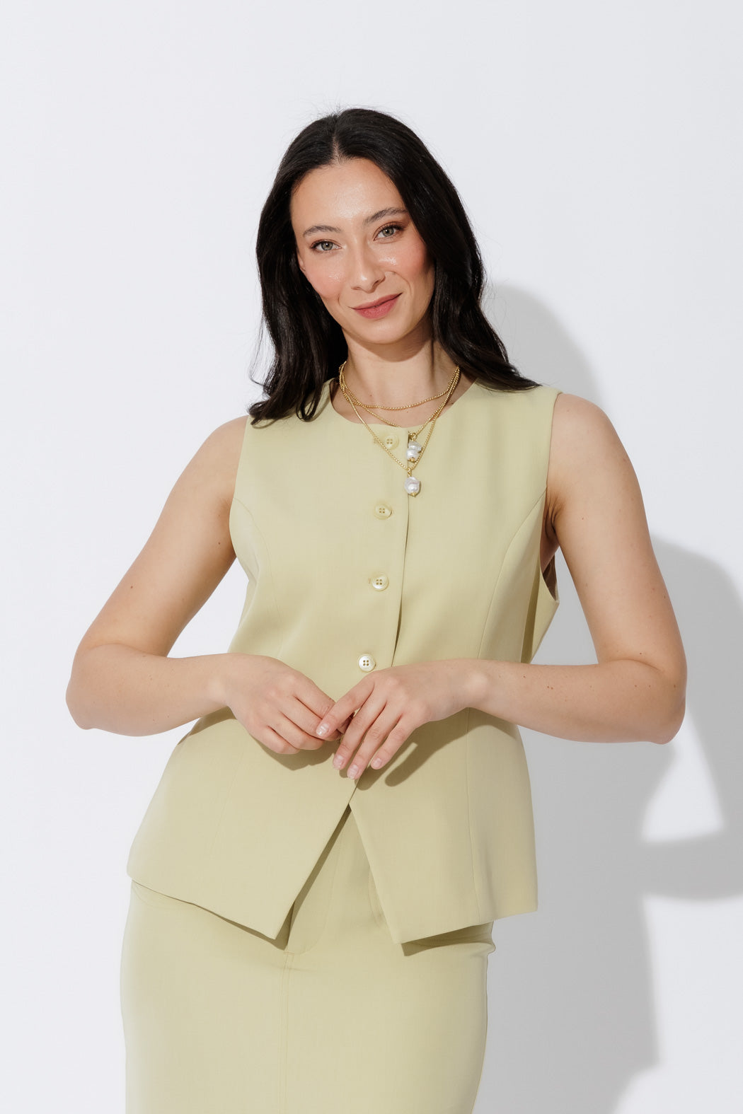 Chartreuse Round Neck Vest