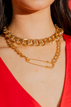 Gold Safety Pin Necklace Gold O/S