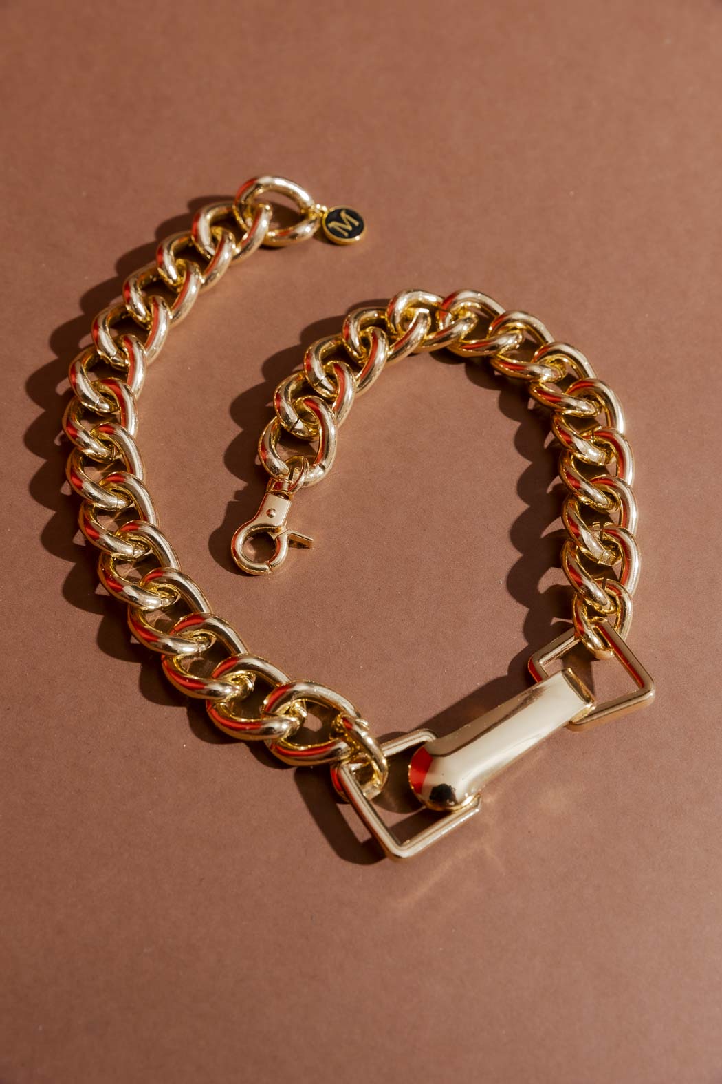 Gold Large Clasp Necklace Gold O/S