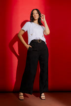 Black Embroidered Cleo Pant