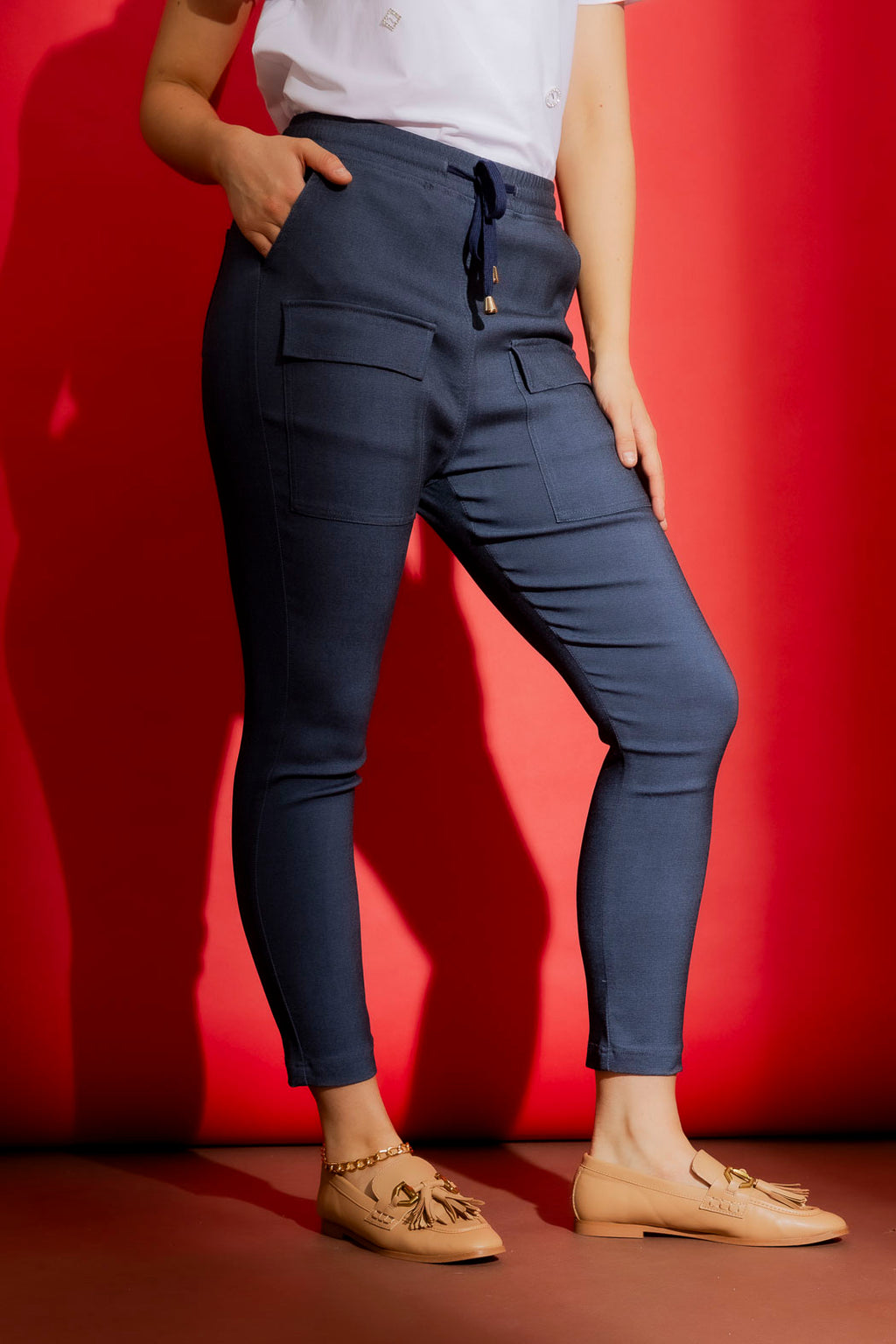 Navy Drawstring Cargo Pant