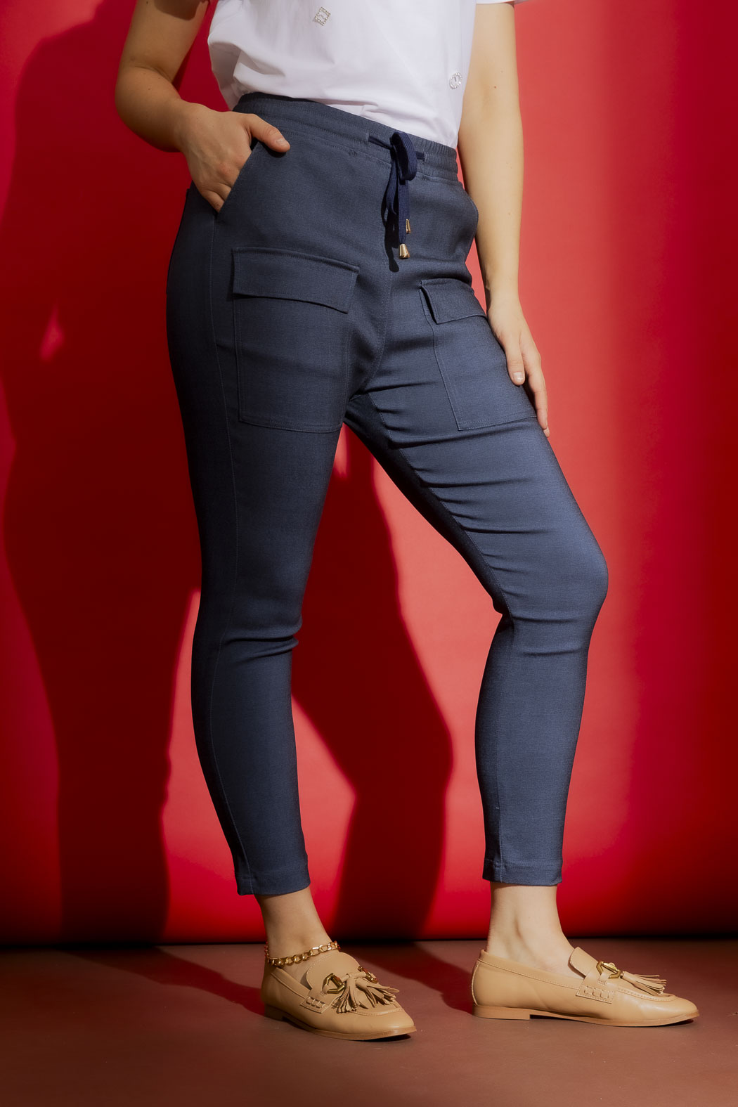Navy Drawstring Cargo Pant