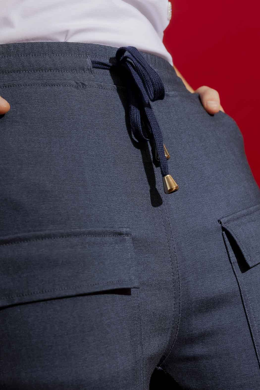 Navy Drawstring Cargo Pant