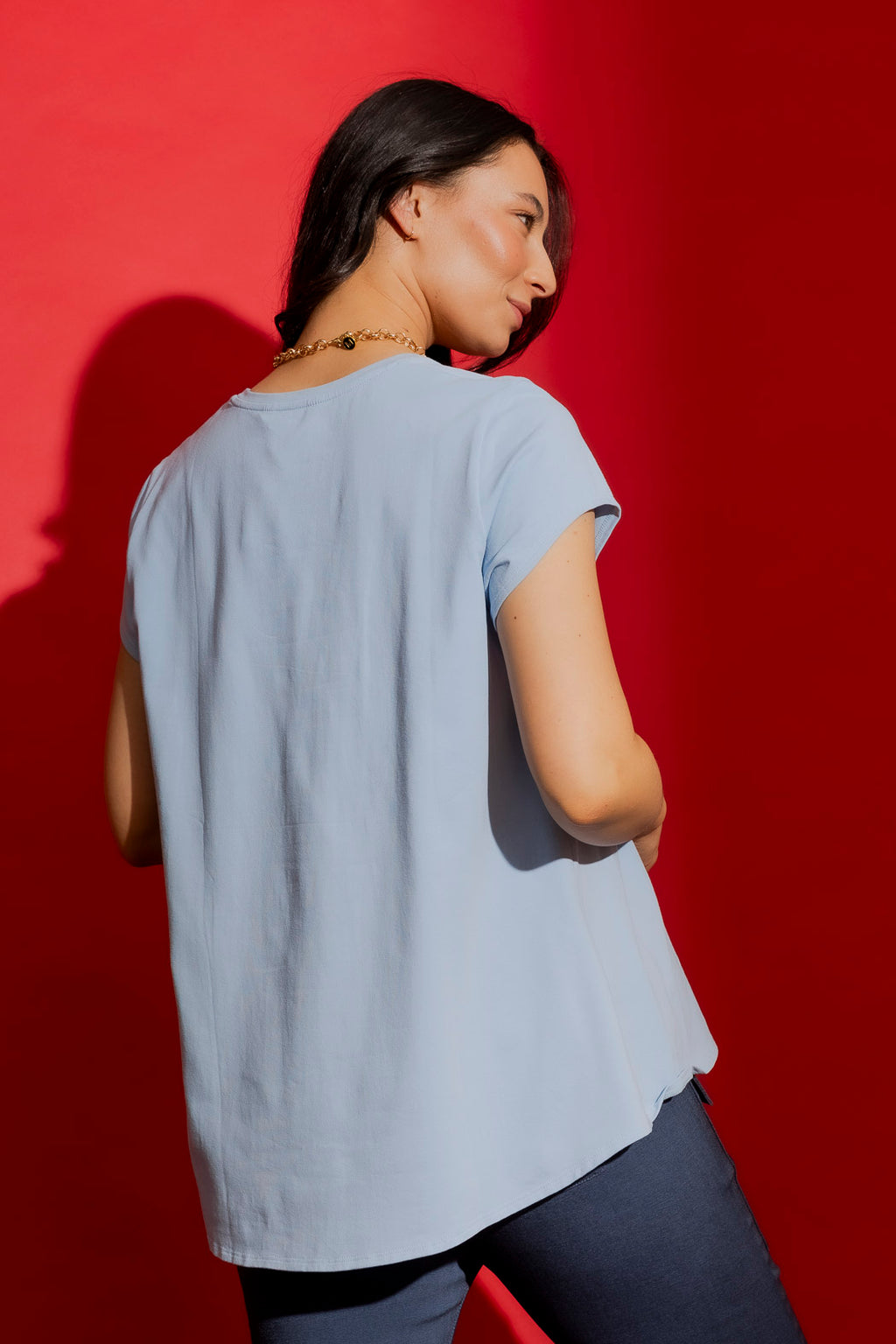 Blue Motto Embossed T-Shirt