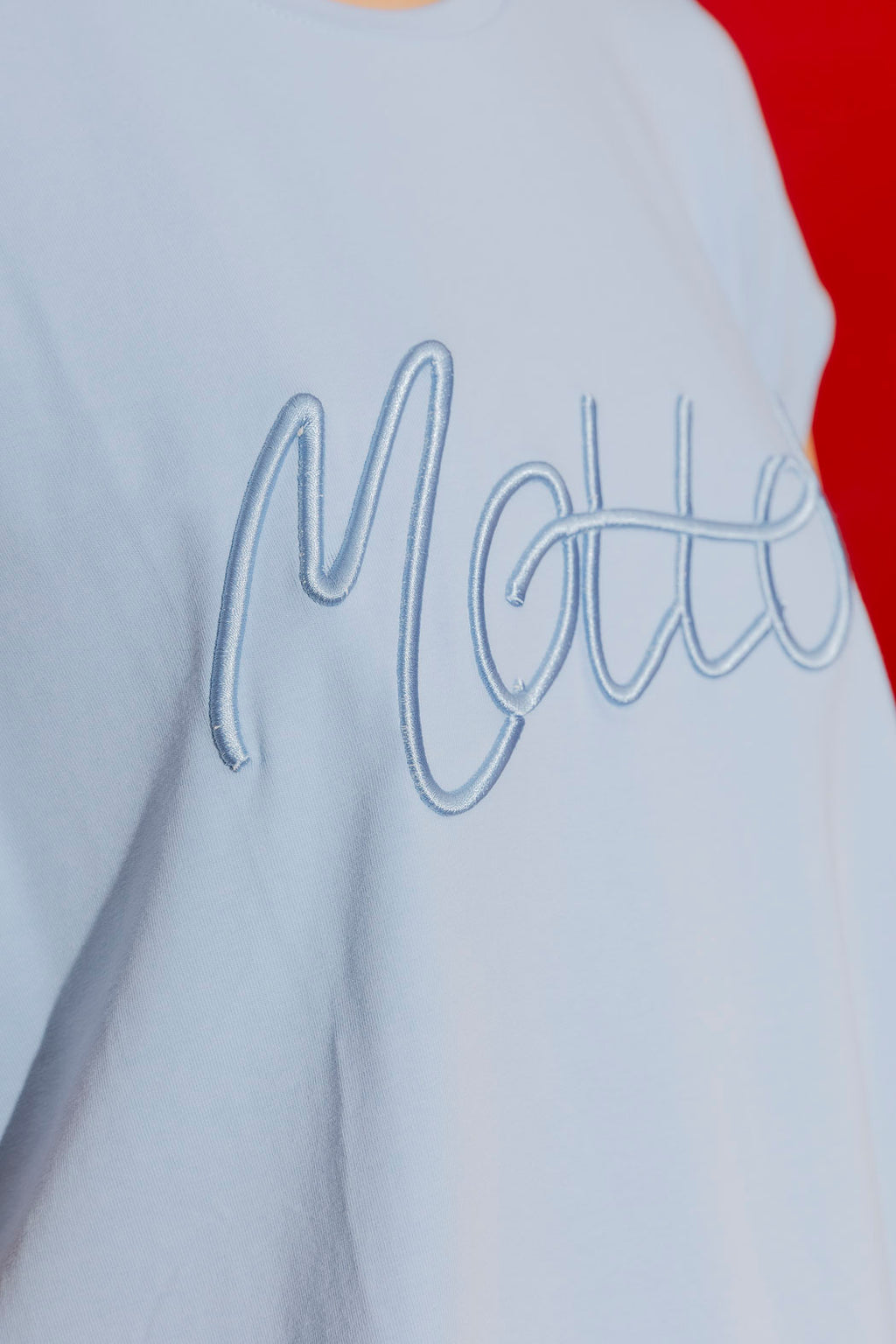 Blue Motto Embossed T-Shirt